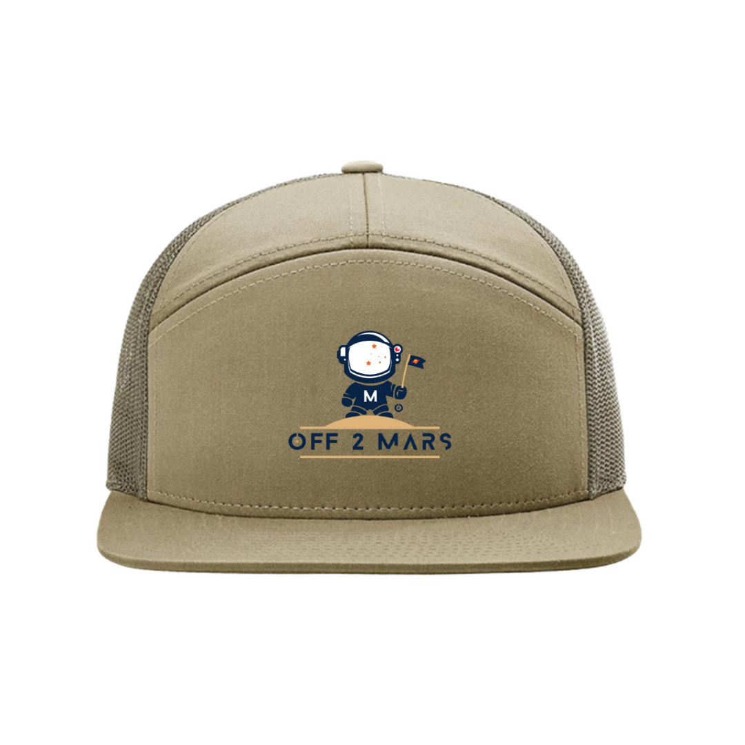 Off 2 Mars Original 7 Panel Khaki Mesh Snapback Hat