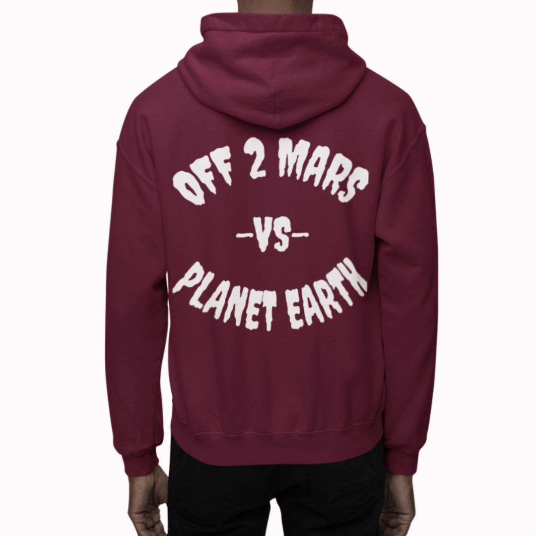 Off 2 Mars vs. Planet Earth Heavyweight Maroon Hoodie Hoodie OFF 2 MARS® 