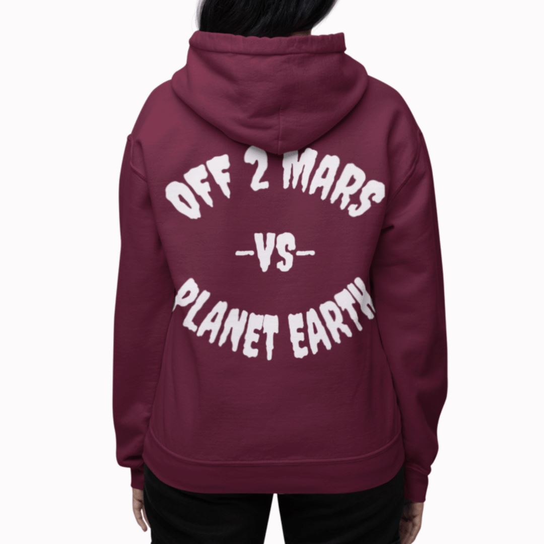 Off 2 Mars vs. Planet Earth Heavyweight Maroon Hoodie Hoodie OFF 2 MARS® XS 